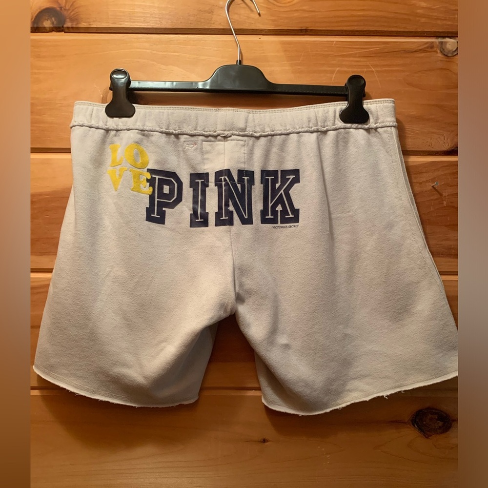 PINK Victoria's Secret Gray Shorts with Yellow and Blue Accents